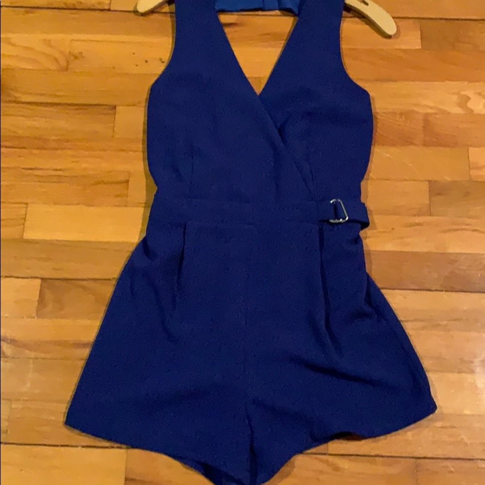 Dressy royal blue tapestry romper